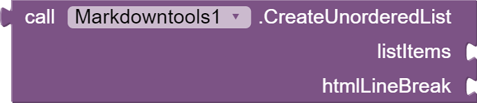 call  Markdowntools1 .CreateUnorderedList listItems htmlLineBreak