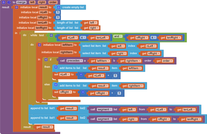 to merge   left   right   order result