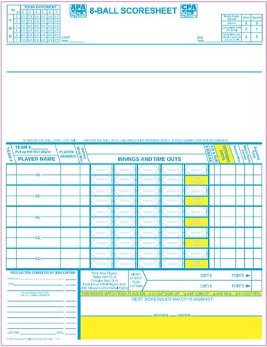 8-Ball Scoresheet