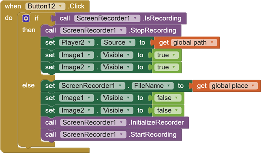 button to start or stop the recording