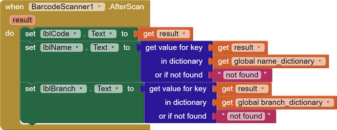 when  BarcodeScanner1 .AfterScan   result   do