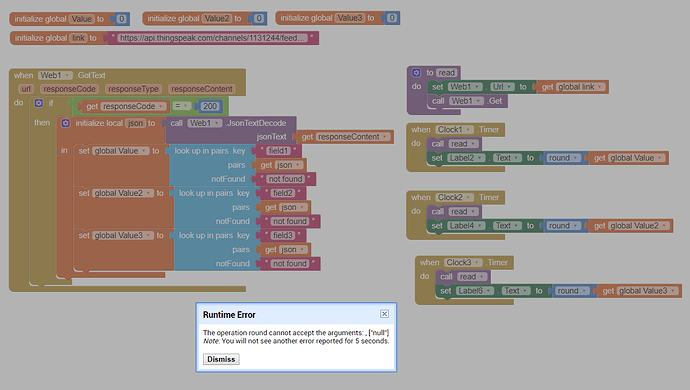 ThingSpeak Runtime Error