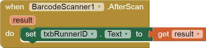 when  BarcodeScanner1 .AfterScan   result   do