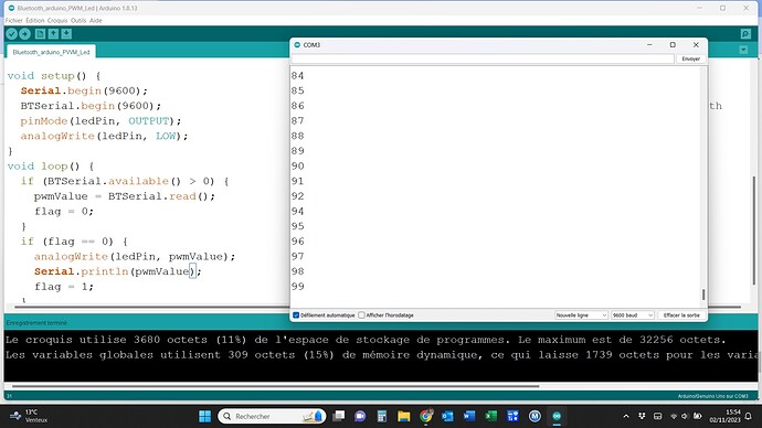 1 byte Arduino BT reading