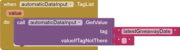 when automaticDataInput Taglist