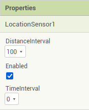 Properties Palette Location Sensor