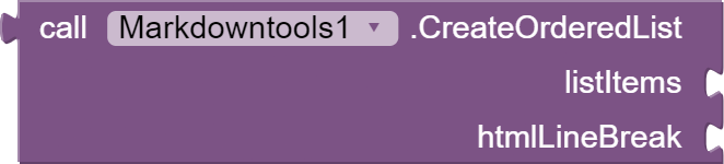 call  Markdowntools1 .CreateOrderedList listItems htmlLineBreak