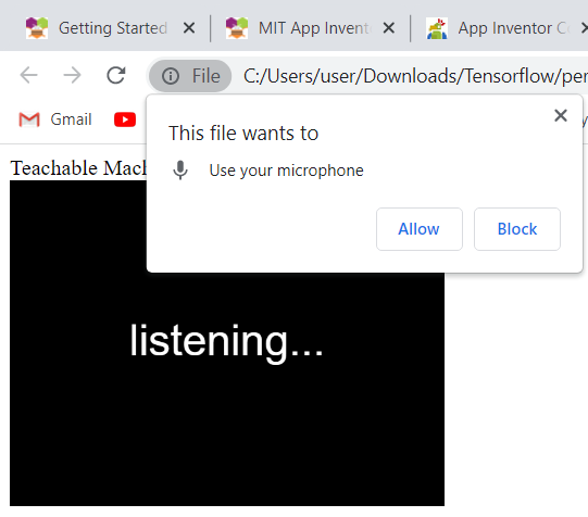 ILL 1: running in my laptop browser, the Model is asking to use the mic